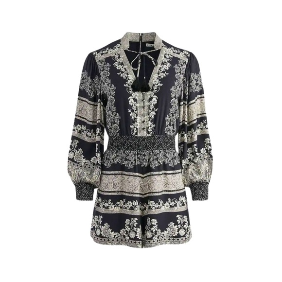 NWT Alice and Olivia Senna Smocked Romper 🌸👓💋 - Picture 6 of 6